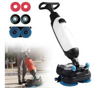 Autolaveuse électrique professionnelle robuste, machine autoportée à double brosse de 43 cm, alimentée par batterie 24 V 15 A, pour carrelage et sols durs, tête rotative à 360°, blanche