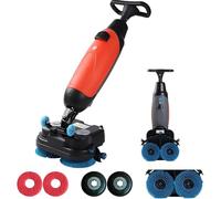 Autolaveuse professionnelle robuste, double brosse, moteur 350 tr/min, batterie 120 min, double réservoir d'eau, capacité de 12 900 pi², pour tous types de sols, rouge