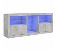 ""Automne/hiver 2025"" Buffet/Commode/Sidebord - CLOUD - avec lumières LED - gris béton 181,5x37x67 cm FR616