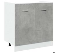 ""Automne/hiver""Armoire bas de cuisine Colonne cuisine - Meuble sous-évier ""Lyon"" Gris béton 80 x 46 x 81,5 cm Bois