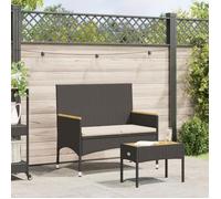 ""Automne/hiver"" Banc de jardin 2 places avec coussins/table noir résine tressée DEC4994751