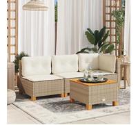 ""Automne/hiver"" Beige Canapé de jardin avec coussins 3 places beige résine tressée - Hauteur：62cm DEC8431176