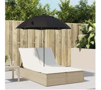 ""Automne/hiver"" Beige Chaise longue double avec coussins et parasol beige poly rotin Hauteur：176cm DEC6985716
