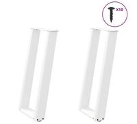 ""Automne/hiver"" Blanc Pieds de table console,Table d'appoint, Console, , Pour séjour, en U, 2 pièces, blanc, 28x(72-73)cm, acier - H