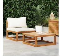 ""Automne/hiver"" Blanc Salon de jardin 2 pcs avec coussin Bois d'acacia solide - Hauteur：60cm Nove7291514