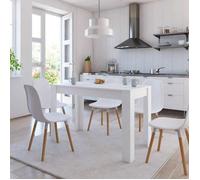 ""Automne/hiver"" Blanc Table à manger Blanc 120x60x76cm - bois d'ingénierie - Hauteur:76cm DEC3944962