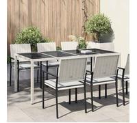 ""Automne/hiver"" Blanc Table de jardin pour repas Blanc 190x90x75cm Poly rotin - Hauteur:75cm DEC7639425