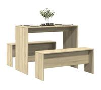 ""Automne/hiver"" Brun Ensemble table à manger et bancs 3 pcs bois d'ingénierie - Hauteur:75cm DEC6800632