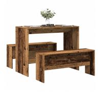 ""Automne/hiver"" Brun Ensemble table à manger et bancs 3 pcs bois d'ingénierie - Hauteur:75cm DEC8092172