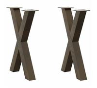""Automne/hiver"" Brun Pieds de table à manger en forme de X, 2 pièces, acier naturel, 60x(72-73)cm - Hauteur:(72-73)cm DEC3213413