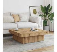 ""Automne/hiver"" Brun Table basse carrée - chêne artisanal 90x90x28cm - bois d'ingénierie - Hauteur:28cm DEC5917963