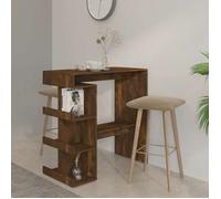 ""Automne/hiver"" Brun Table de bar et étagère de rangement chêne fumé bois ingénierie - Hauteur:101.5cm DEC1446046