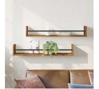 ""Automne/hiver"" Étagère flottante - design simple - armoire à clés, Étagère Murale avec étagère (Set de 2) Bois ancien 80x16x14cm No