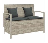 ""Automne/hiver"" Gris Banc de rangement de jardin avec coussin gris clair polyrotin - Hauteur:87cm DEC5943207
