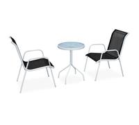 ""Automne/hiver"" Gris Ensemble de bistro 3 pcs Acier Noir - Hauteur:71cm DEC4253343