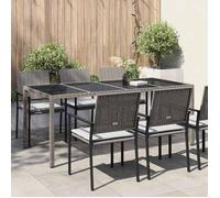 ""Automne/hiver"" Gris Table de jardin pour repas Gris 190x90x75cm Poly rotin - Hauteur:75cm DEC2931927