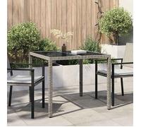 ""Automne/hiver"" Gris Table de jardin pour repas Gris 90x90x75cm Poly rotin - Hauteur:75cm DEC4142679