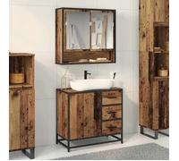 ""Automne/hiver"" Marron Ensemble de mobilier de salle de bain 2 pcs Bois ancien - Hauteur：60cm Nove6488604