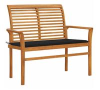 ""Automne/hiver"" Noir Banc de jardin avec coussin noir 112cm - bois de teck massif - Mobilier de jardin 1/2 places Contemporain