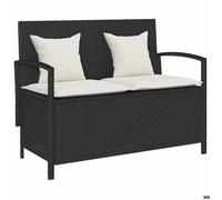 ""Automne/hiver"" Noir Banc de rangement de jardin avec coussin noir résine tressée - Hauteur:87cm DEC7375667