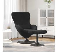 ""Automne/hiver"" Noir Chaise Œuf avec Pouf Noir 63x73x90cm Velours - Hauteur:90cm DEC1534192