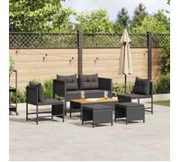 ""Automne/hiver"" Noir Ensemble de canapé de jardin 6 pcs Noir polyrotin DEC6148838