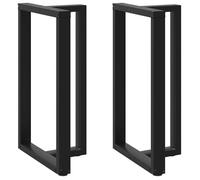 ""Automne/hiver"" Noir Pieds de table de bar en forme de T, 2 pièces, noir, 60x35x(100-101)cm, acier - Hauteur:(100-101)cm DEC4275496