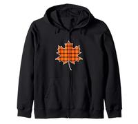 Automne Saison Maple Leaf Orange Buffalo Plaid Sweat à Capuche