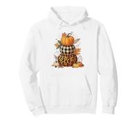 Automne Stacked Pumpkins Leopard Plaid Automne Sweat à Capuche