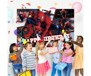 Autorisation : La photo du héros Marvel Spider-Man convient pour la décoration de bannières pour fête d'anniversaire, les décorations de fête à thème de dessin animé, les décorations parfaites, les ta