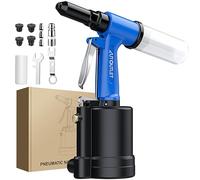 AUTOUTLET Riveteuse Pneumatique Robuste Ergonomique avec 1408kgf pour Rivet Acier Inox 2,4mm 3,2mm 4mm 4,8mm Pistolet à Riveter Kit pour La Décoration La Voiture La Conteneurs La Bagages La Machines