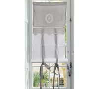 Autrefois Brise bise et Enrouleur, Lin brodé, Voilage Broderie, Style Charme, Petit Rideau Fin, Decoration pour fenetre de Cuisine, Salle de Bain, Salon,French Style, Venise (Gris, 45 x 160 cm)