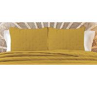 Autrefois Housse de taie 65 x 65 cm Sixtine Or Jaune - Effet Peau de pêche - Couvre lit matelassé Doux et léger - Boutis uni 2 Places - Couverture Microfibre - Plaid canapé déco