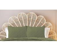 Autrefois Housse de taie 65 x 65 cm Sixtine Vert Bambou - Effet Peau de pêche - Couvre lit matelassé Doux et léger - Boutis uni 2 Places - Couverture Microfibre - Plaid canapé déco