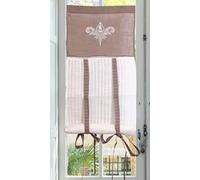 Autrefois Rideau Brise bise et Enrouleur, Lin brodé, Voilage Broderie, Style Charme, Petit Rideau, Decoration pour fenetre de Cuisine, Salle de Bain, Salon, French Style, Elegance (Lin, 45x160cm)