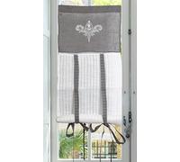Autrefois Rideau Brise bise et Enrouleur, Lin brodé, Voilage Broderie, Style Charme, Petit Rideau, Decoration pour fenetre de Cuisine, Salle de Bain, Salon, French Style, Elegance (Gris, 45x160cm)