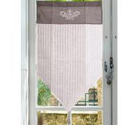 Autrefois Rideau Brise bise et Enrouleur, Lin brodé, Voilage Broderie, Style Charme, Petit Rideau, Decoration pour fenetre de Cuisine, Salle de Bain, Salon, French Style, Elegance (Lin, 60x90cm)