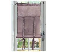 Autrefois Rideau enrouleur et brise bise 60 x 160 cm Rose Nice Lin brodé Voilage Broderie Style Charme Petit Rideau Fin