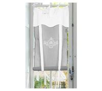 Autrefois Rideau enrouleur et brise bise 80 x 160 cm Gris Simone, Lin brodé, Voilage Broderie, Style Charme, Petit Rideau Fin