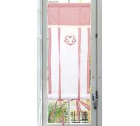Autrefois Rideau Enrouleur et Brise bise, Lin brodé, Voilage Broderie, Style Charme,Decoration pour fenetre de Cuisine, Salon, Vichy (Rouge, 80 x 160 cm)