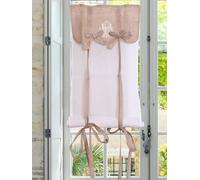 Autrefois Rideau Enrouleur et Brise bise, Lin brodé, Voilage Broderie, Style Charme, Petit Rideau Fin, Decoration pour fenetre de Cuisine, Salle de Bain, Salon, French Style, INES (Lin, 60 x 160 cm)