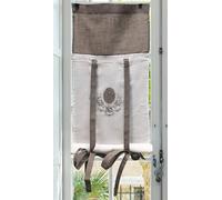 Autrefois Rideau Enrouleur et Brise bise, Lin brodé, Voilage Broderie, Style Charme, Petit Rideau Fin, Decoration pour fenetre de Cuisine, Salle de Bain, Salon, French Style, Royal (Lin, 80 x 160 cm)