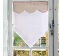 Autrefois Rideau Enrouleur et Brise bise, Lin brodé, Voilage Broderie, Style Charme, Petit Rideau Fin, Decoration pour fenetre de Cuisine, Salle de Bain, Salon, French Style, INES (Lin, 60 x 90 cm)