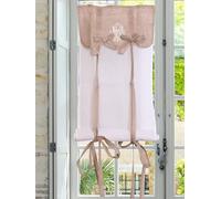 Autrefois Rideau Enrouleur et Brise bise, Lin brodé, Voilage Broderie, Style Charme, Petit Rideau Fin, Decoration pour fenetre de Cuisine, Salle de Bain, Salon, French Style, INES (Lin, 80 x 160 cm)