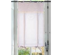 Autrefois Rideau Enrouleur et Brise bise, Lin brodé, Voilage Broderie, Style Charme, Petit Rideau Fin, Decoration pour fenetre de Cuisine, Salle de Bain, Salon, Vichy (Beige, 60 x 160 cm)