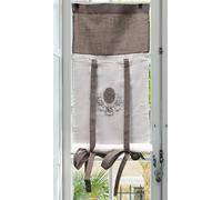 Autrefois Rideau Enrouleur et Brise bise, Lin brodé, Voilage Broderie, Style Charme, Petit Rideau Fin, Decoration pour fenetre de Cuisine, Salle de Bain, Salon, French Style, Royal (Lin, 45 x 160 cm)