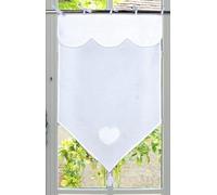 Autrefois Rideau Enrouleur et brises bises, Lin brodé, Voilage Broderie, Style Charme, Petit Rideau Fin, Decoration pour fenetre de Cuisine, Salle de Bain, Salon, Isabelle (Blanc, 60 x 120 cm)