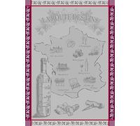 Autrefois Torchon Imprimé Jacquard Gris 48x70cm, Thème Vin, Route des vins