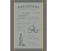Autrefois Torchon Imprimé Jacquard Gris Foncé, 48 * 70 cm, Thème Recette de Cuisine Provencale, Anchoiade Gris