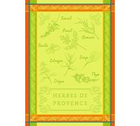 Autrefois Torchon Imprimé Jacquard Vert 48x70 cm, Motif Herbes de Provence, Herbier Vert